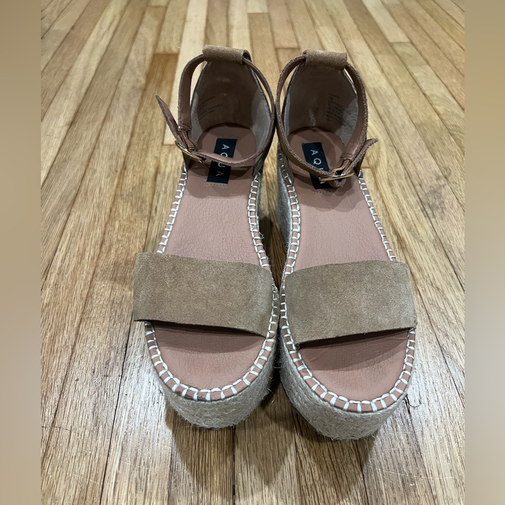 AQUA Women's Ria Suede Espadrille Platform Sandals